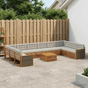 Set divani con cuscino 11 pcs Legno di Acacia Massello