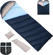 Sacco da campeggio esterno 220 x 80 cm - Impermeabile stagionale con cuscino e imbottitura - Per adulti e bambini 3-4 stagioni - Sacco da campeggio leggero con tasca di stoccaggio