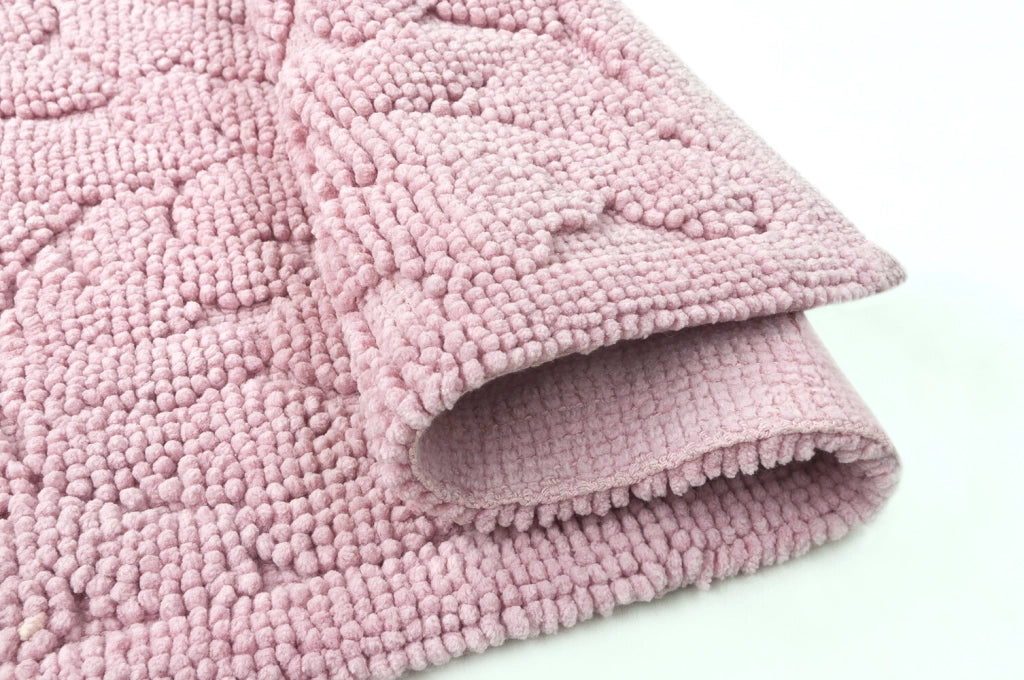 Tappeto Morbido Cotone 53x110 cm Scendiletto Bagno Camera Assorbente Antiscivolo Rosa