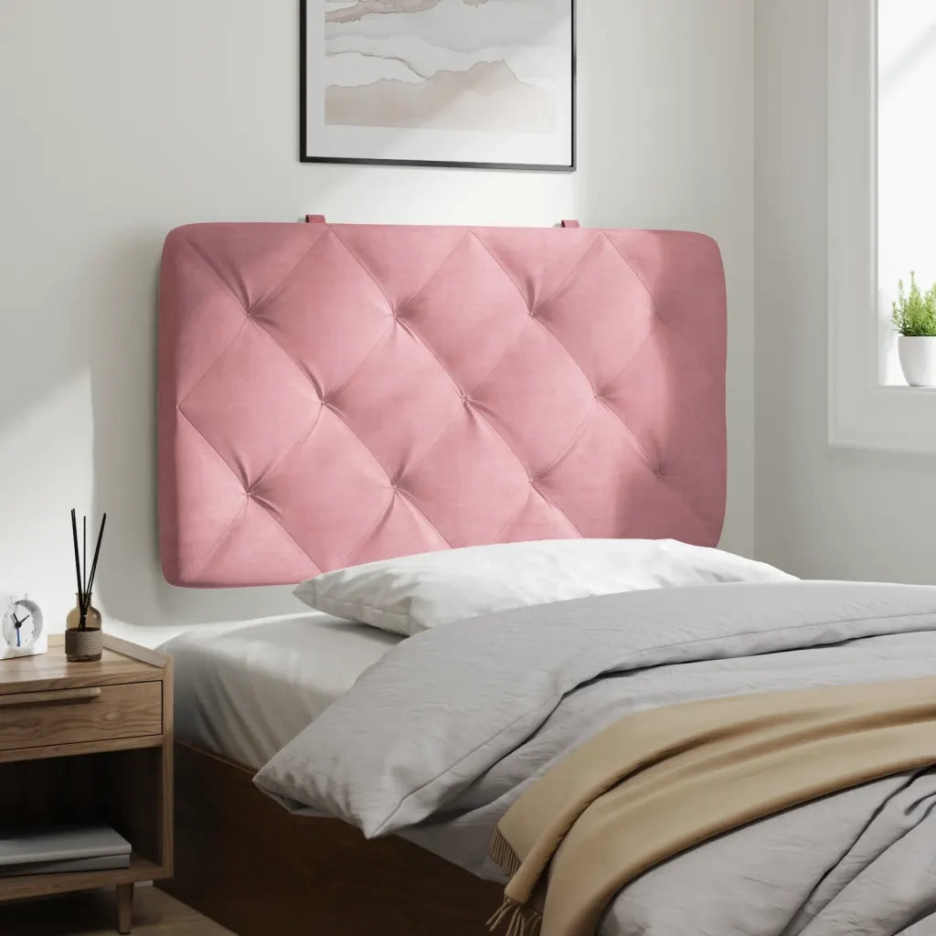 Coussin de tête de lit rose 80 cm velours