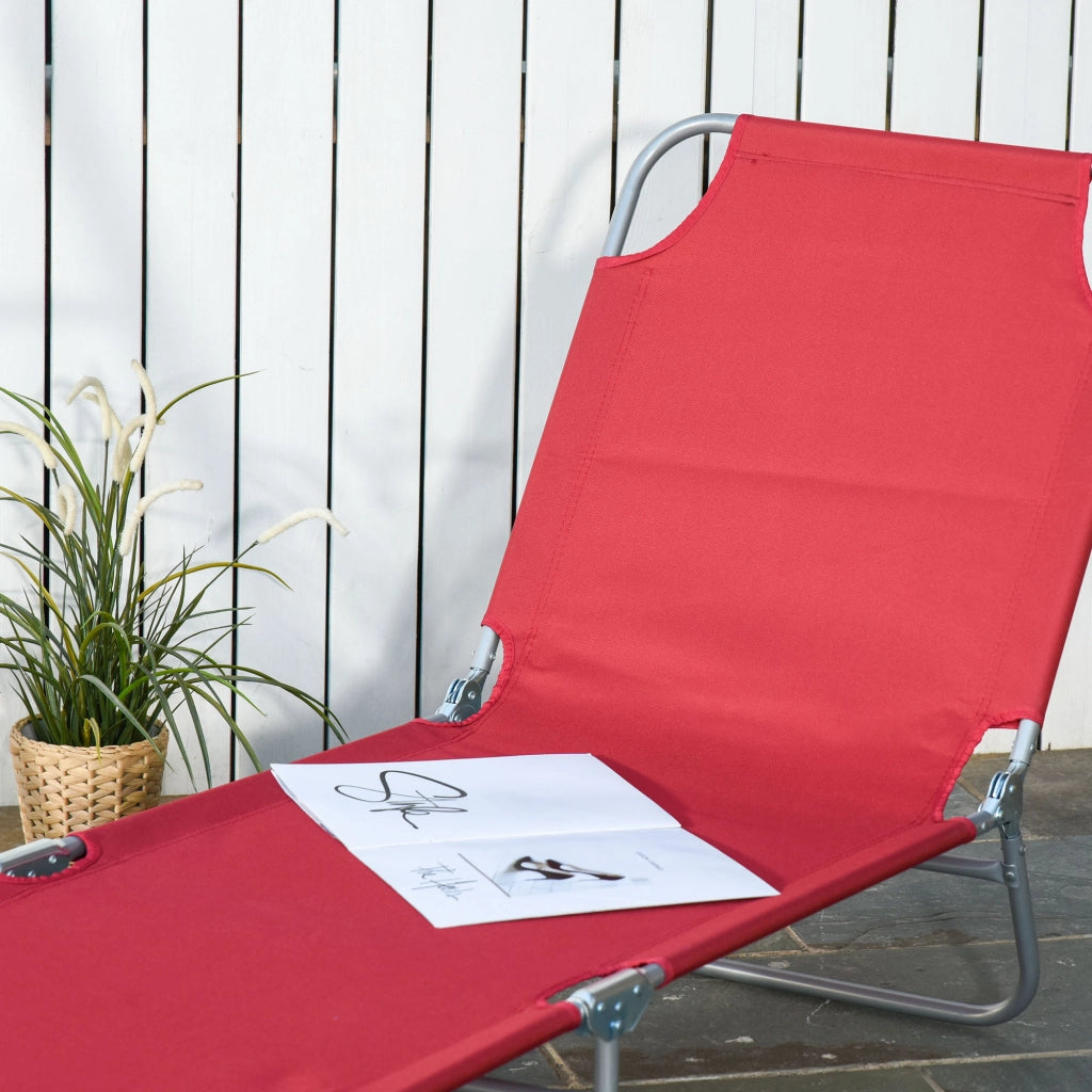 Lettino da giardino pieghevole ¨C zephmum ¨C 187x55x24, rosso bordeaux, metallo