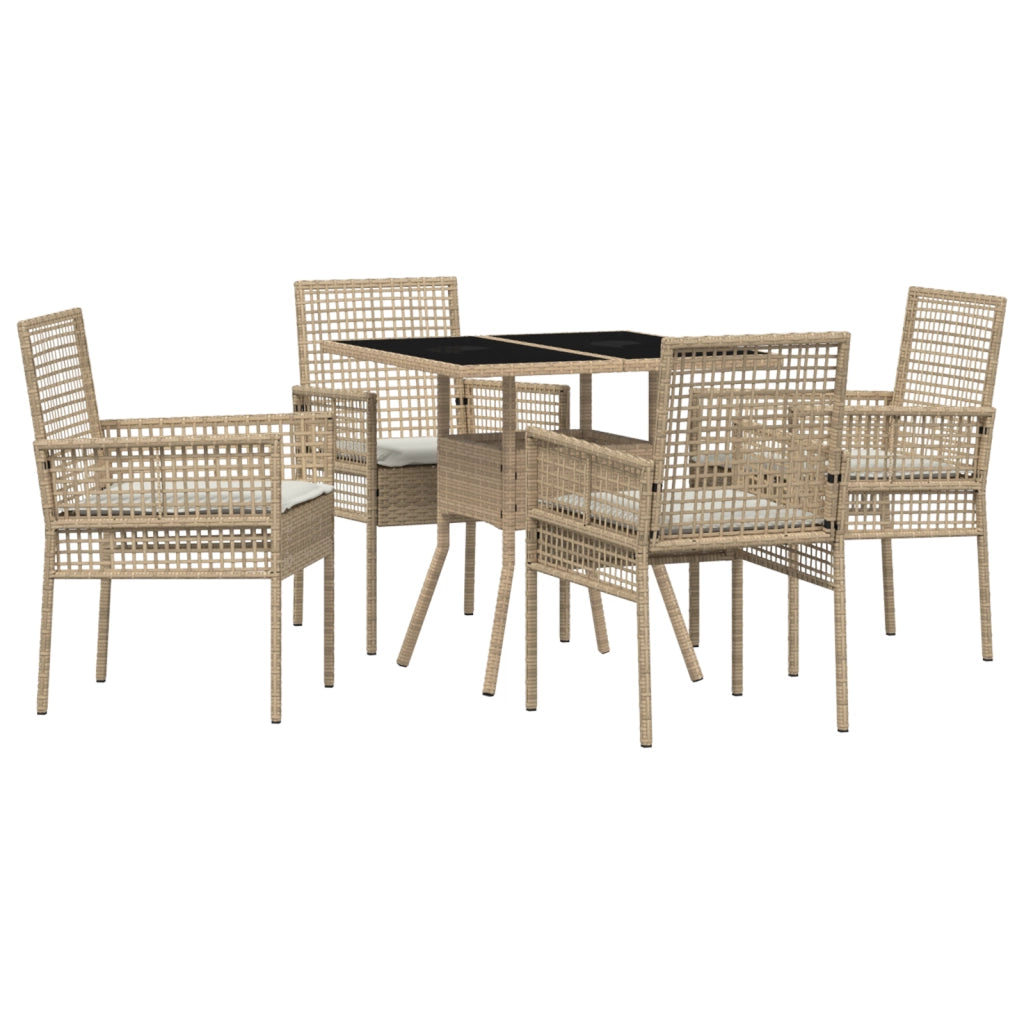Set da pranzo da giardino 5 Pezzi Beige Polyrattan