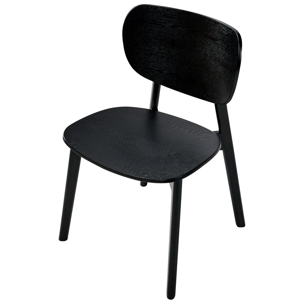 Set di 2 sedie da pranzo con struttura in legno di gomma nero, senza braccioli, design minimalista