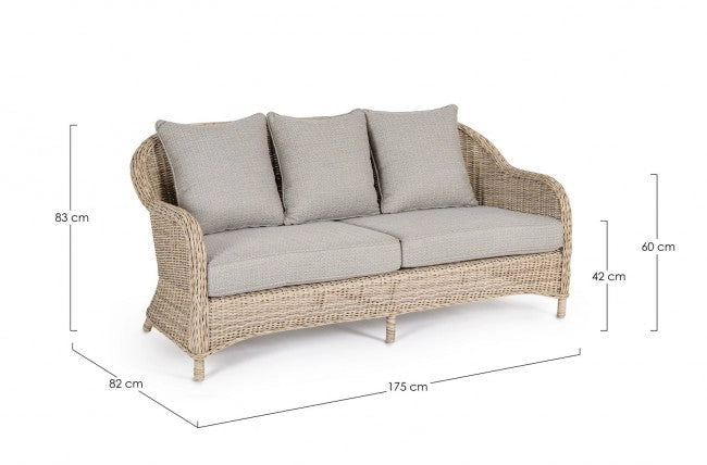 Divano 3 Posti 175x82x83h cm con Cuscini Aditya New