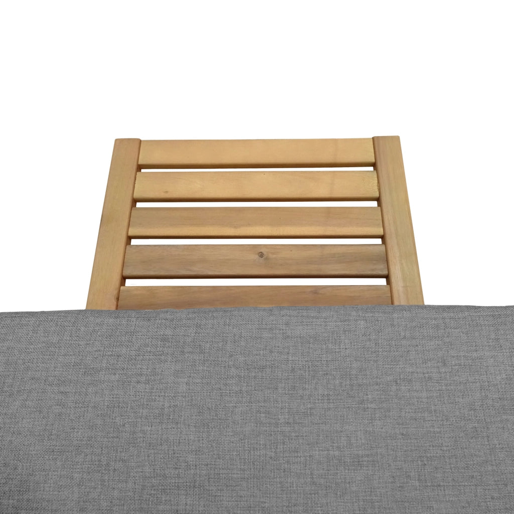 Lettino pieghevole in acacia KANAWA - cuscino grigio