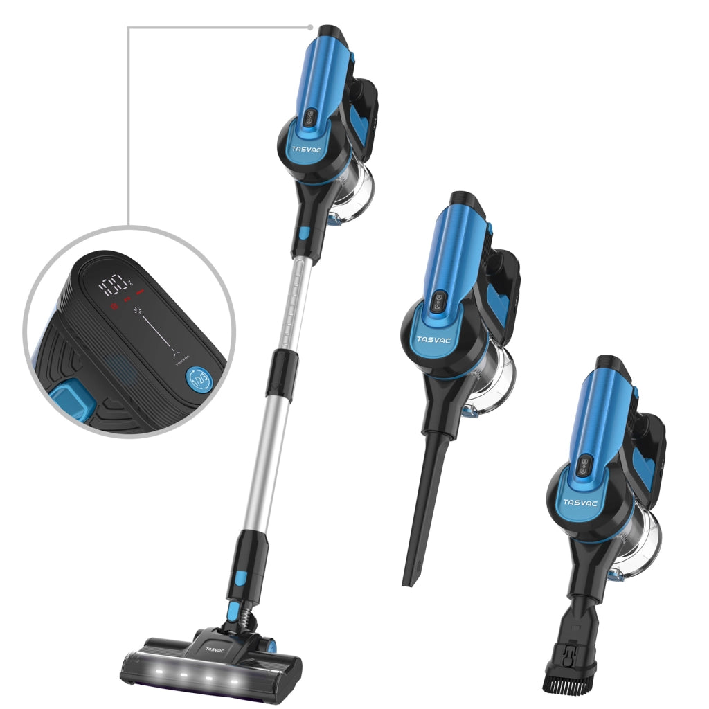 TASVAC S8 Aspirapolvere senza fili blu con display a LED e spazzola a rullo morbida
