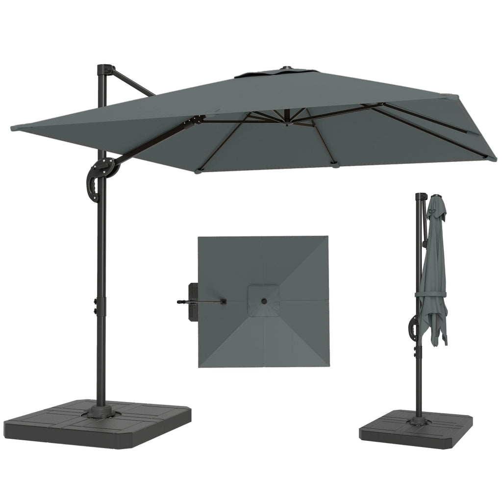 Ombrellone da Giardino a Manovella ¨C zephmum ¨C Grigio Scuro 240x240cm con Base