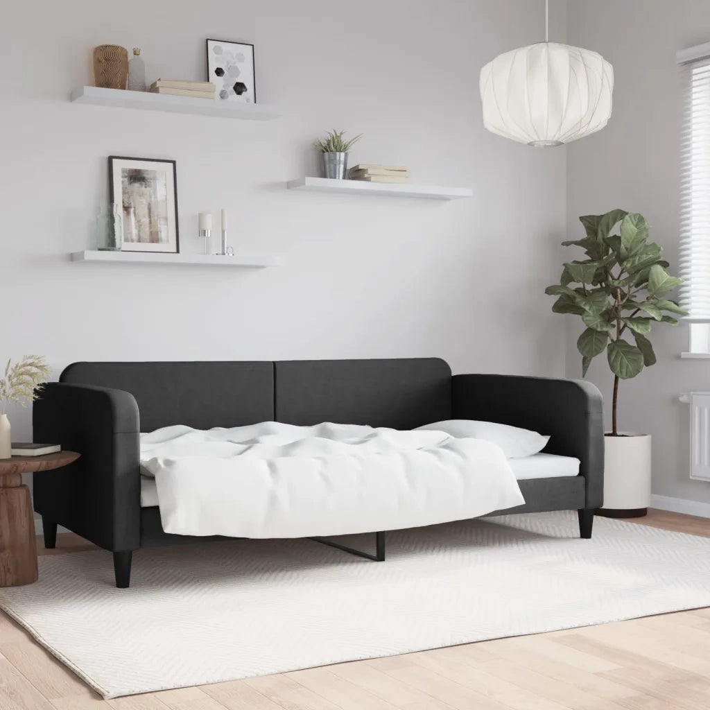 Letto da Giorno Nero 100x200 cm in Tessuto 354040