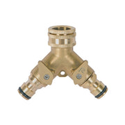 Presa Rubinetto A Due Vie Con Raccordi Rapidi Liberi In Ottone - PRA/RLB.4208