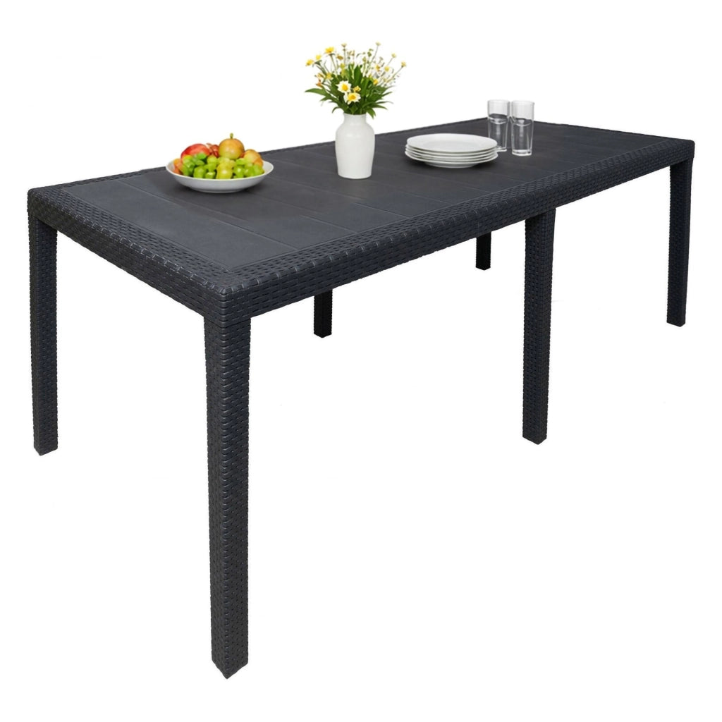 Abbaviva, Tavolo da Esterno 10 Posti Made in Italy, 90x150x72h cm Nero Antracite