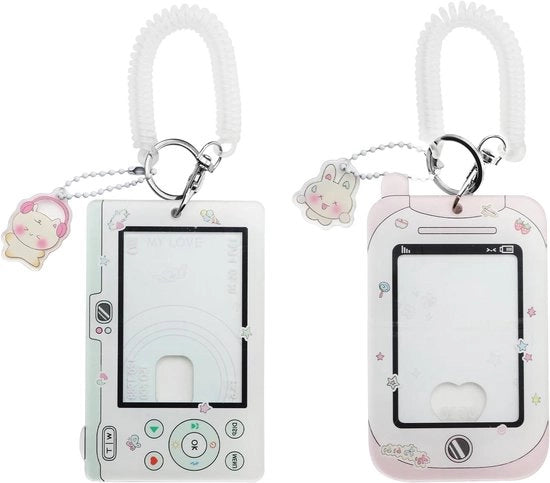 Set di 2 supporti per foto trasparenti in acrilico - Design kawaii - Adatto per tessere di credito e carte di identità studentesche