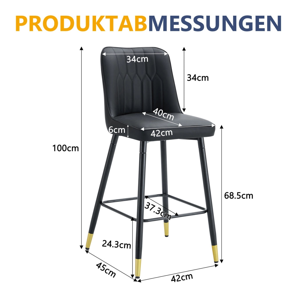 Set di 2 sgabelli da bar 100 cm in PU nero e metallo, poggiapiedi, per isola