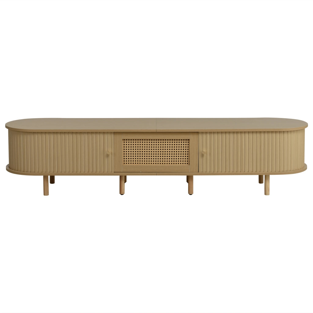 Mobile TV con 2 ante scorrevoli e 1 cassetto - per soggiorno - MDF - 180×40×40 cm - naturale