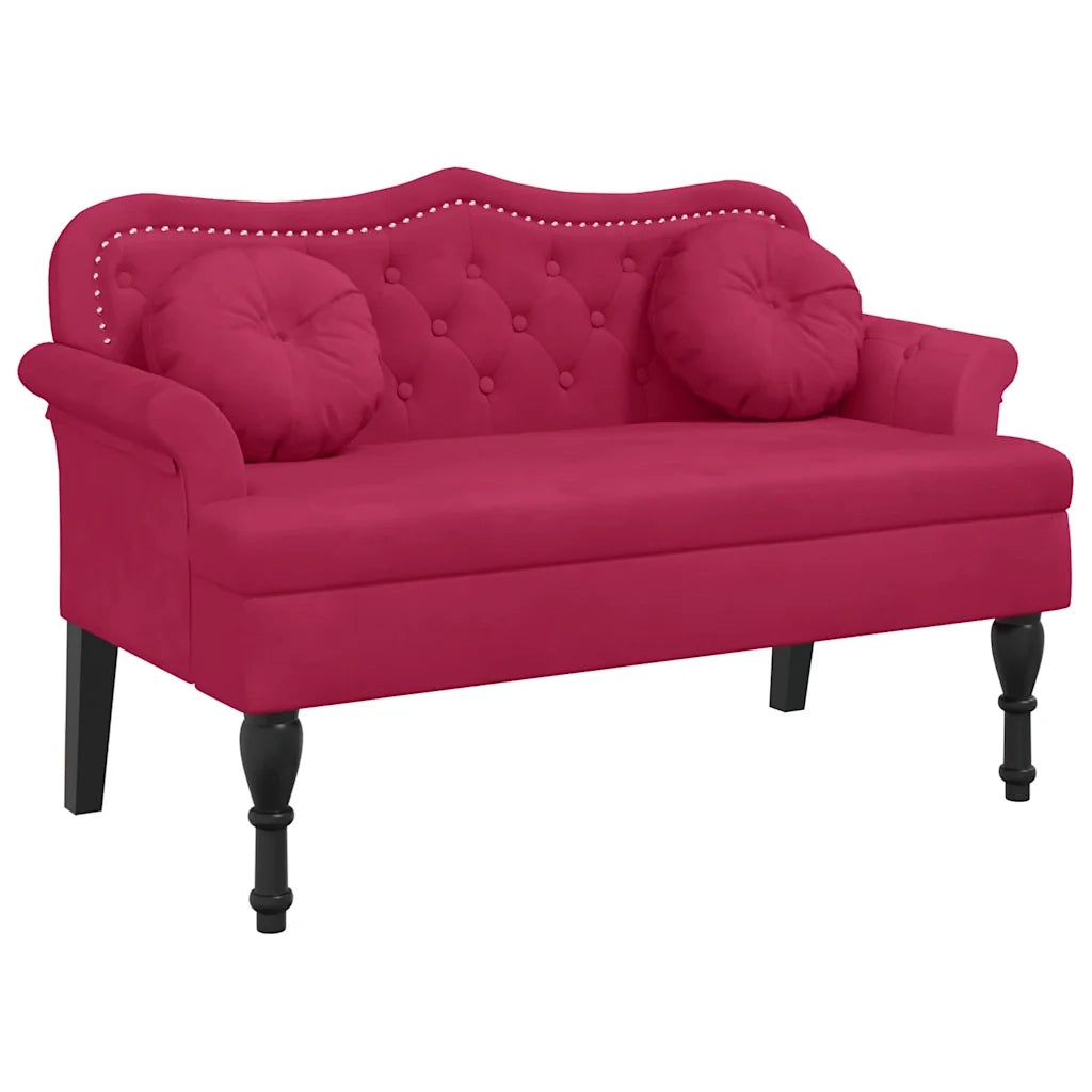 Panca con Cuscini Roso Vino 120,5x65x75 cm in Velluto CFW7722430