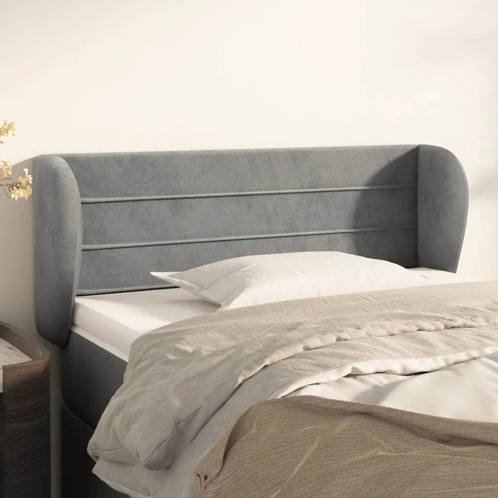 Testiera | Testata ad Orecchio Grigio Chiaro 103x23x78/88 cm in Velluto