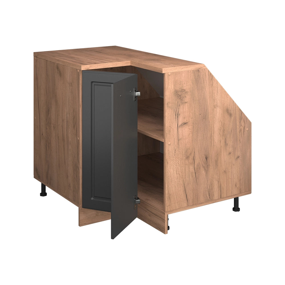 Mobile cucina angolare per sottotetto R-Line Antracite rustico/Rovere dorato 75.6 cm con 1 porta, carcassa dell’armadio profondità 60 cm Vicco