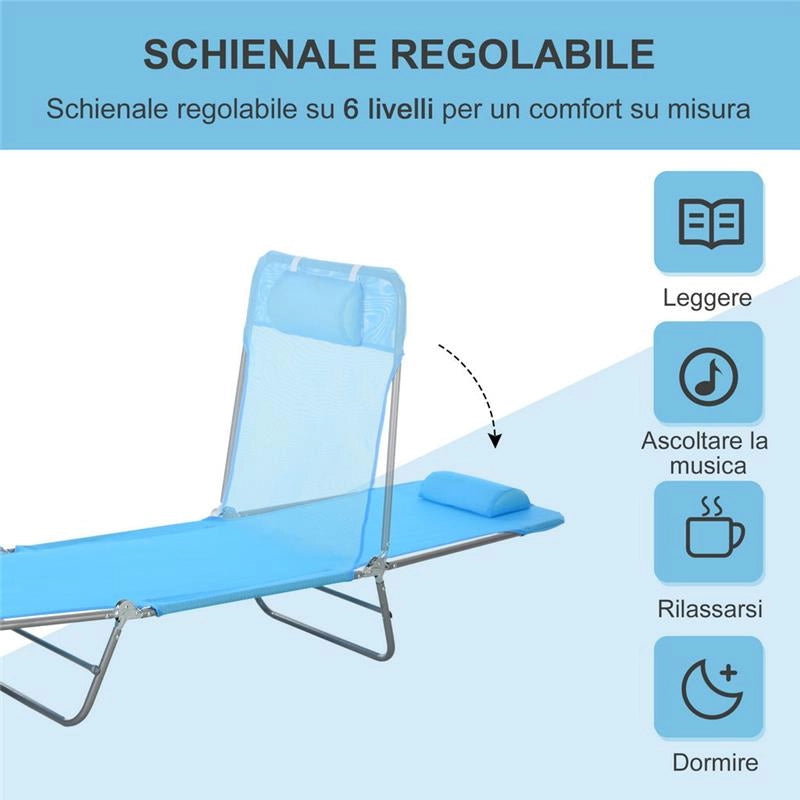 LETTINO PRENDISOLE PIEGHEVOLE 182 X 56 X 24.5 CM AZZURRO