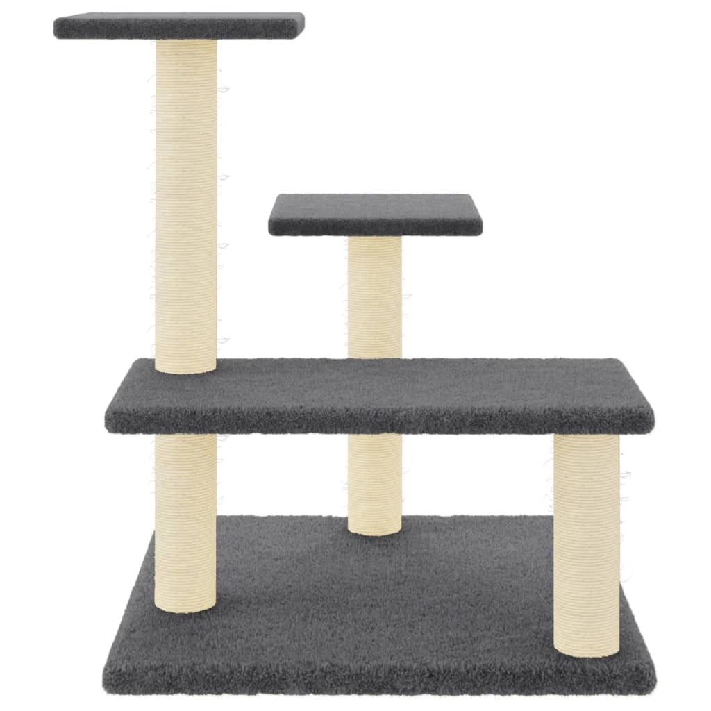 Tiragraffi per gatti Mobili Torre da arrampicata Giocattolo Tiragraffi Piattaforma da arrampicata con tiragraffi in sisal scuro 61 cm Grigio 02_0022700