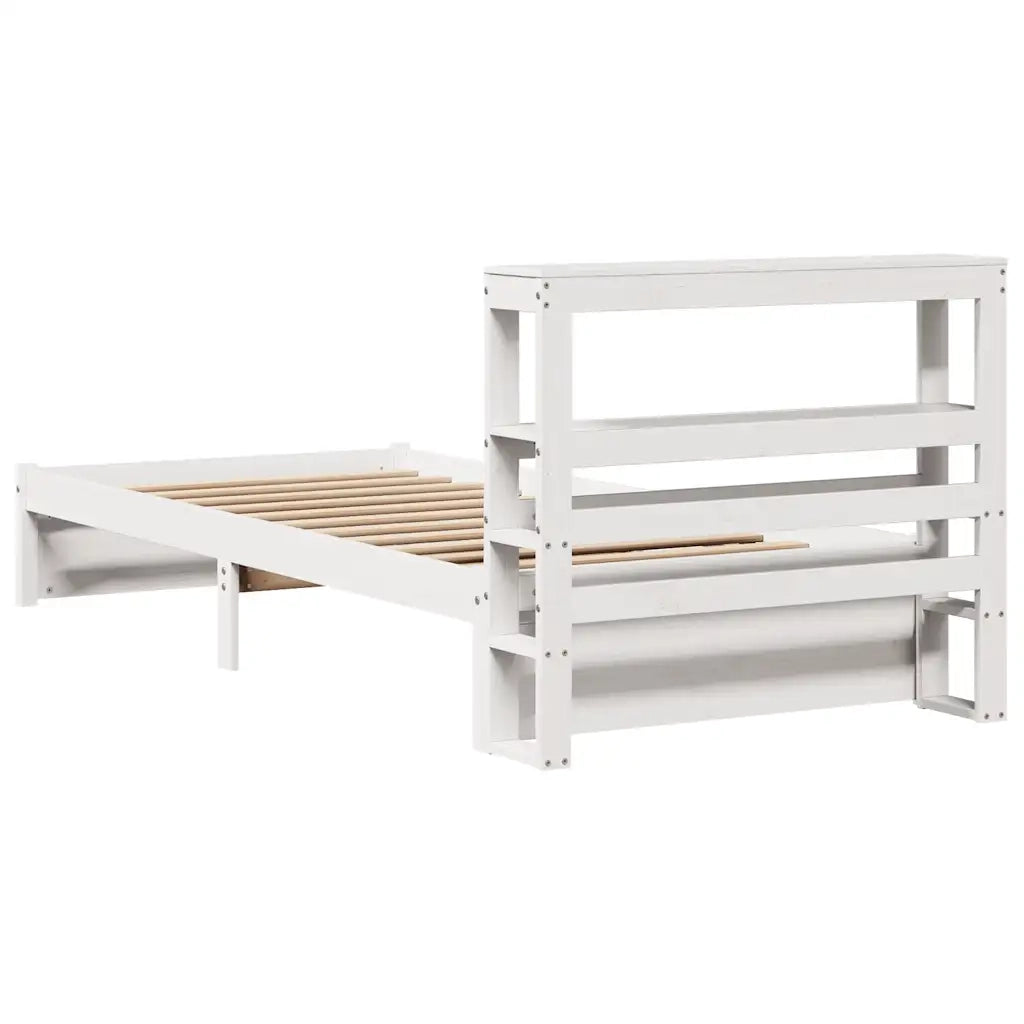 Giroletto con Testiera-Struttura Letto con testiera Bianco 75x190 cm Legno Massello di Pino 468164