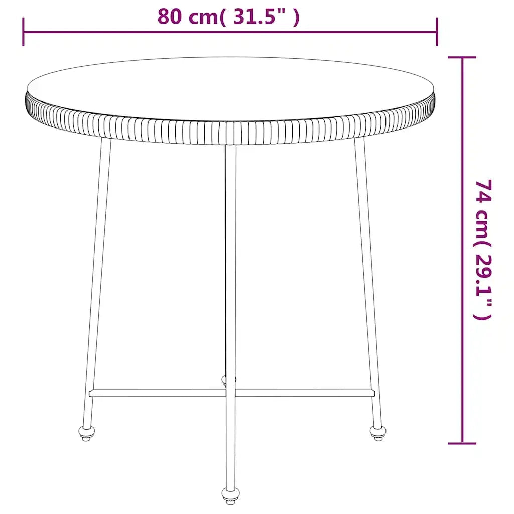 Tavolo da Pranzo Ø80 cm Vetro Temperato e Acciaio