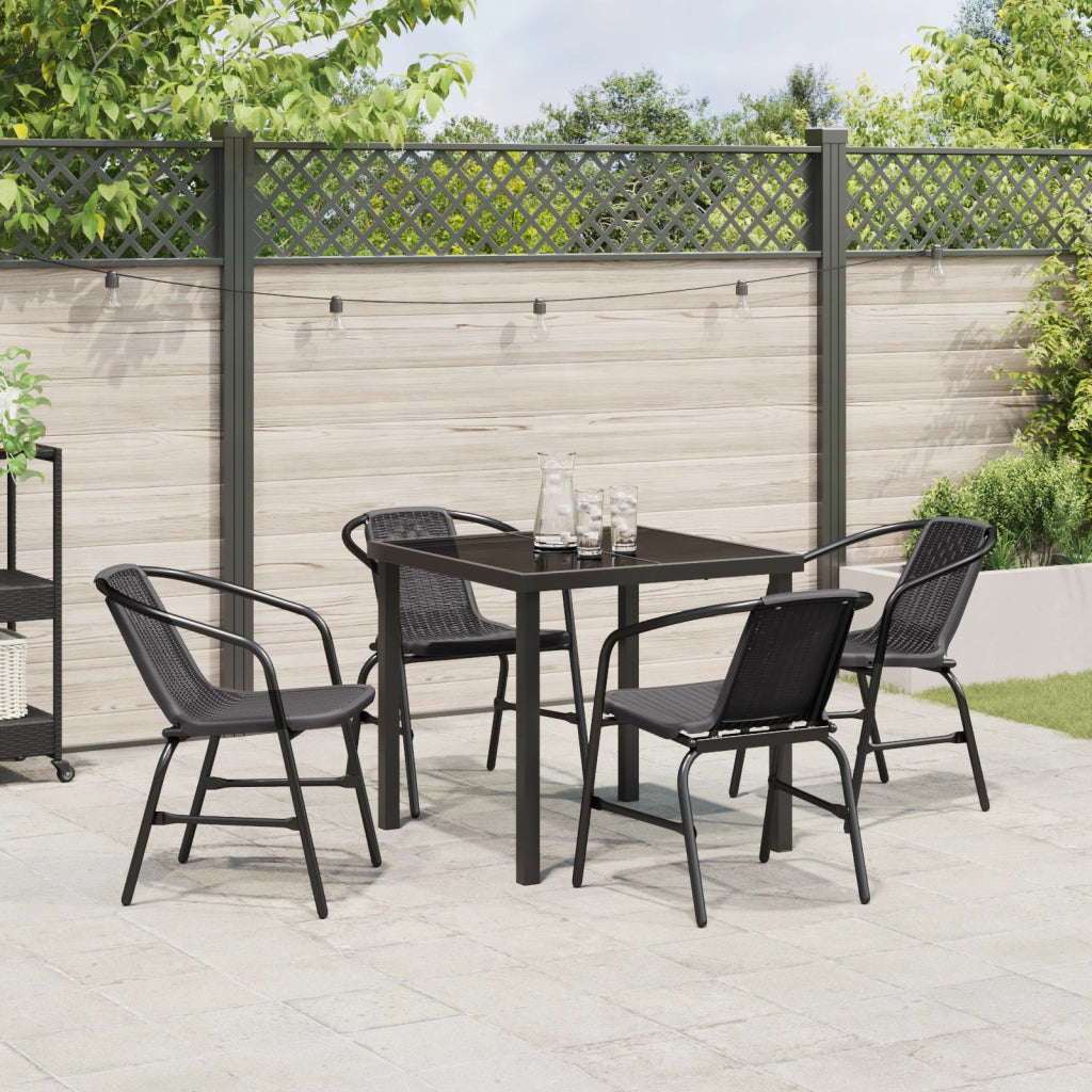 Set da Pranzo Giardino 5 Pezzi vitaXL Nero Rattan Polimerico