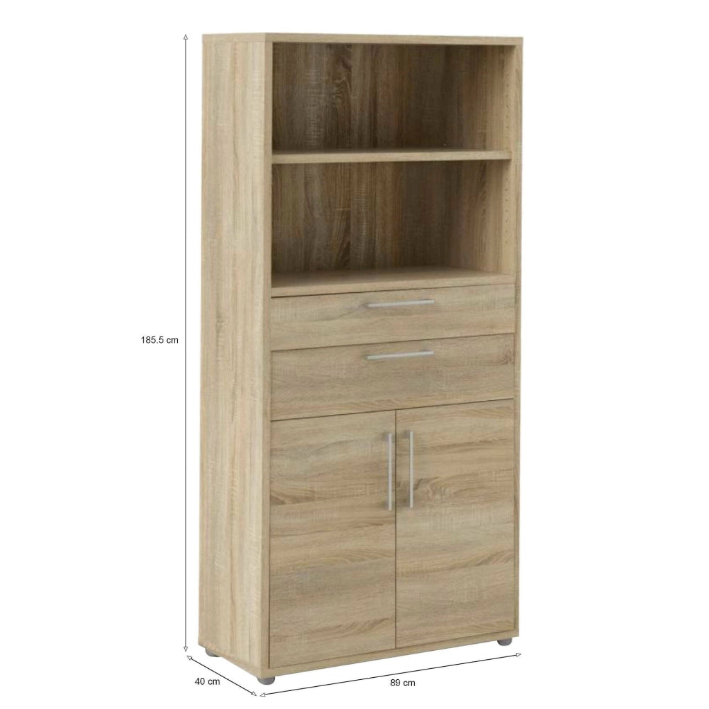 Credenza Albidona, Buffet da soggiorno, Madia da salotto, Dispensa da cucina, 89x40 h186 cm, Quercia