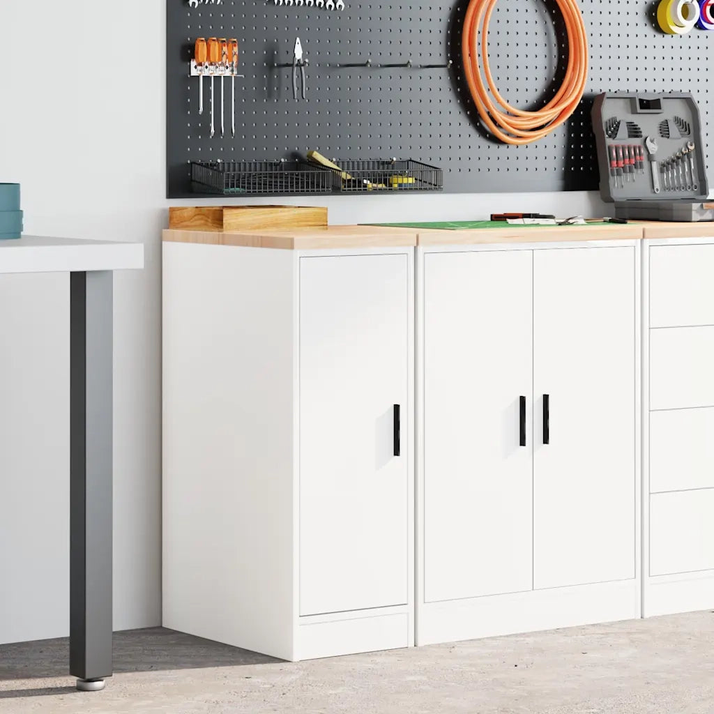Armadietto da Garage Bianco 30x51x85 cm Legno Massello di Pino CFW3205159