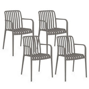 IDMarket - Set di 4 sedie da giardino impilabili BILBAO in polipropilene grigio antracite