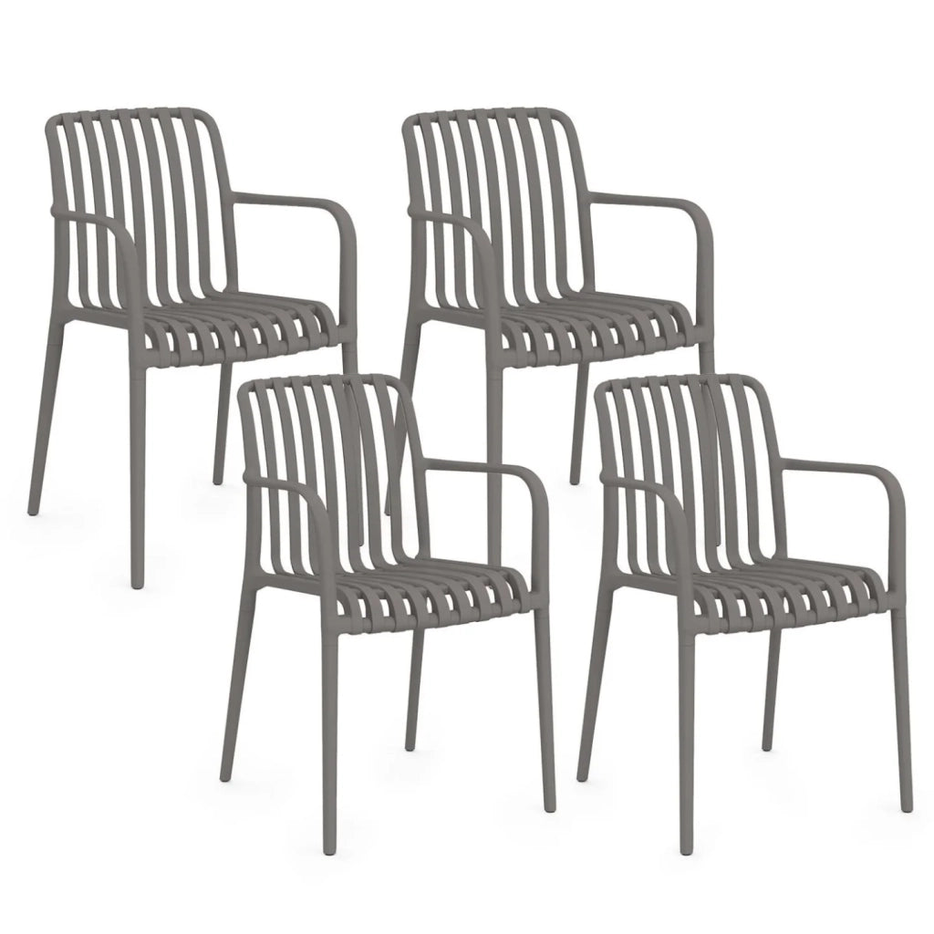 IDMarket - Set di 4 sedie da giardino impilabili BILBAO in polipropilene grigio antracite