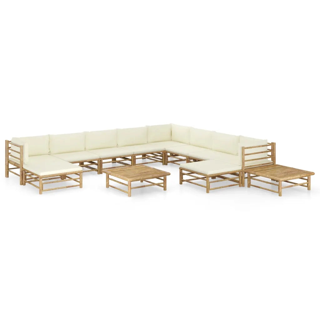 Set Divani da Giardino 12 pz con Cuscini Bianco Crema in BambÃ¹ cod mxl 46120