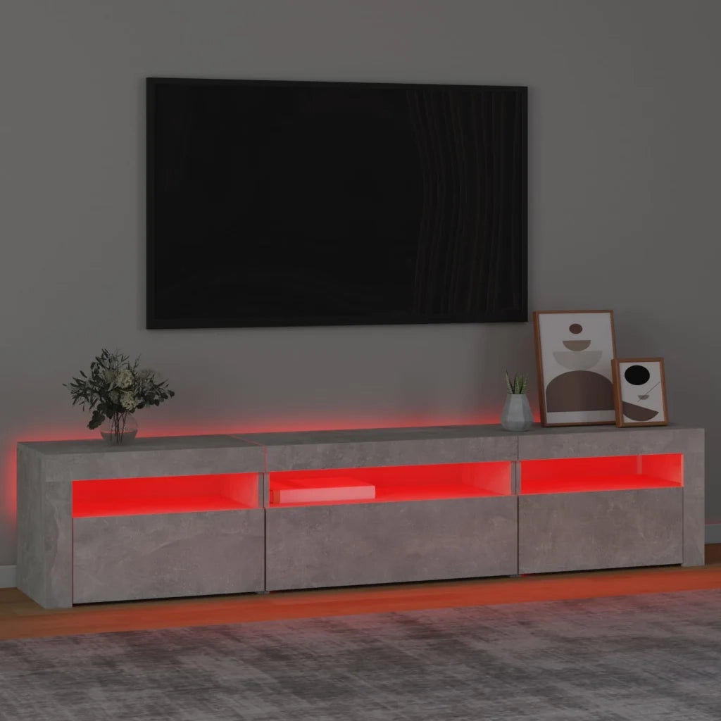 Mobile TV | Armadietto TV | Mobile Porta TV con Luci LED Grigio Cemento 195x35x40 cm