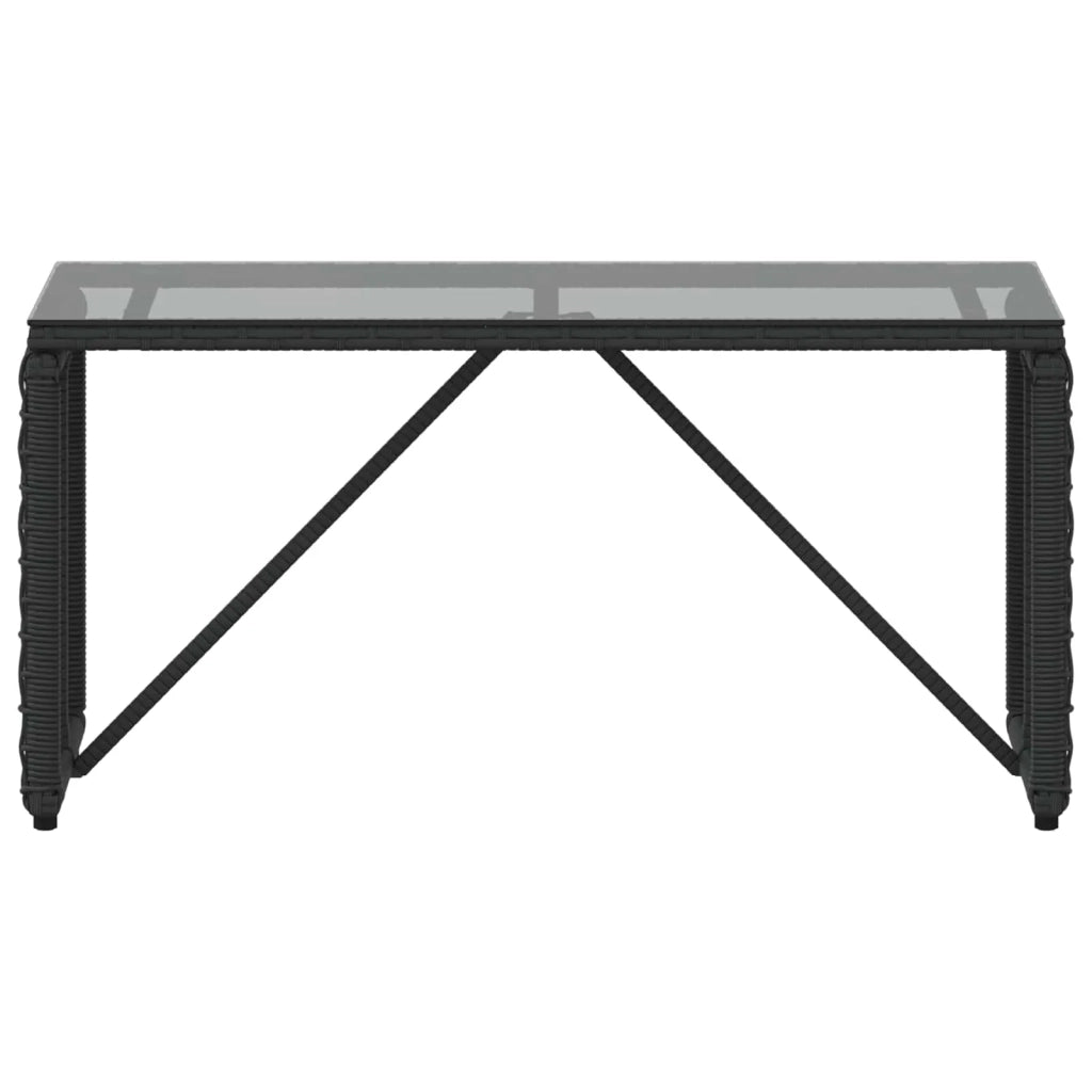 Tavolo da Esterno Nero 80 x 40 x 40 cm Rattan PE e Vetro 42025182