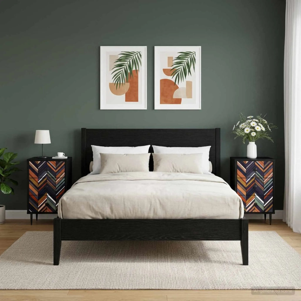 Armadio da Notte OMMEN 2 pz Rovere Nero 36 x 33 x 61 cm 8007330