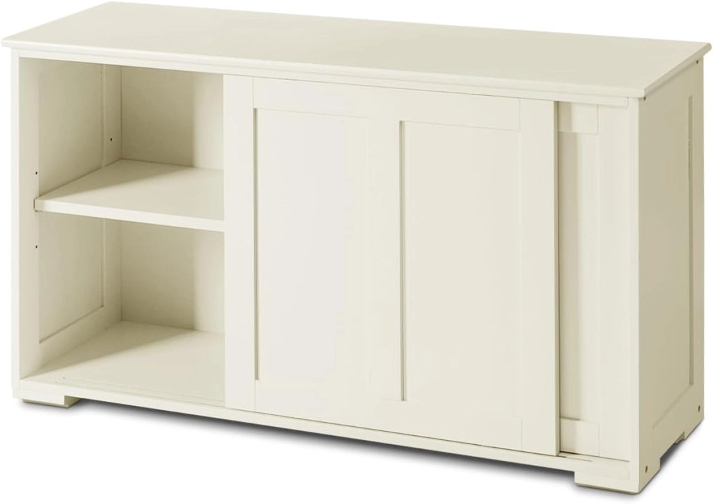 Armadietto da Cucina Salvaspazio, con Piano Superiore e 2 Ante Scorrevoli, Mobile Cucina Multiuso per Soggiorno Ingresso Ufficio, Design Moderno, 106,7 x 62,5 x 33cm (CREMA)