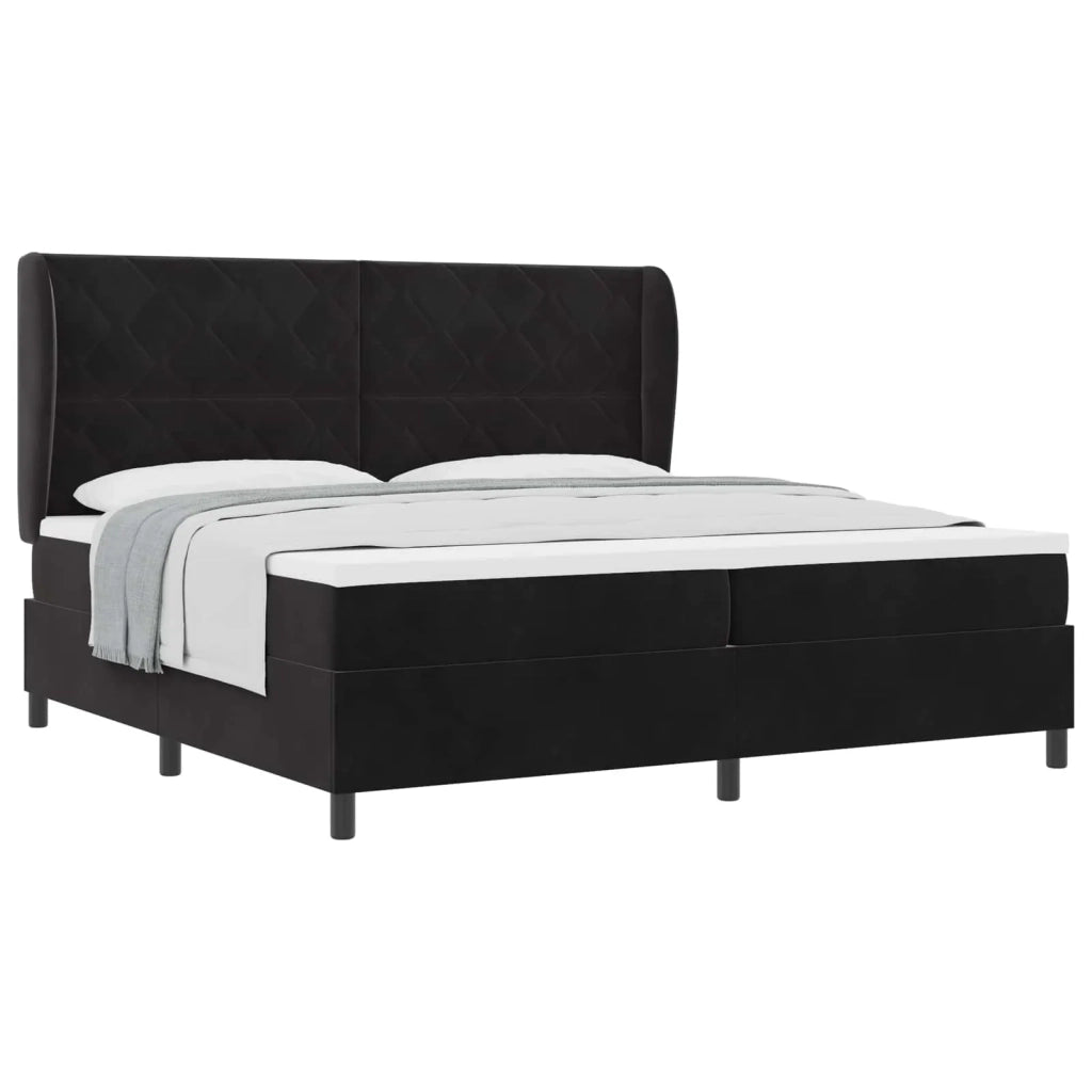 Letto a molle con materasso Nero 200 x 200 cm Velluto 3341002