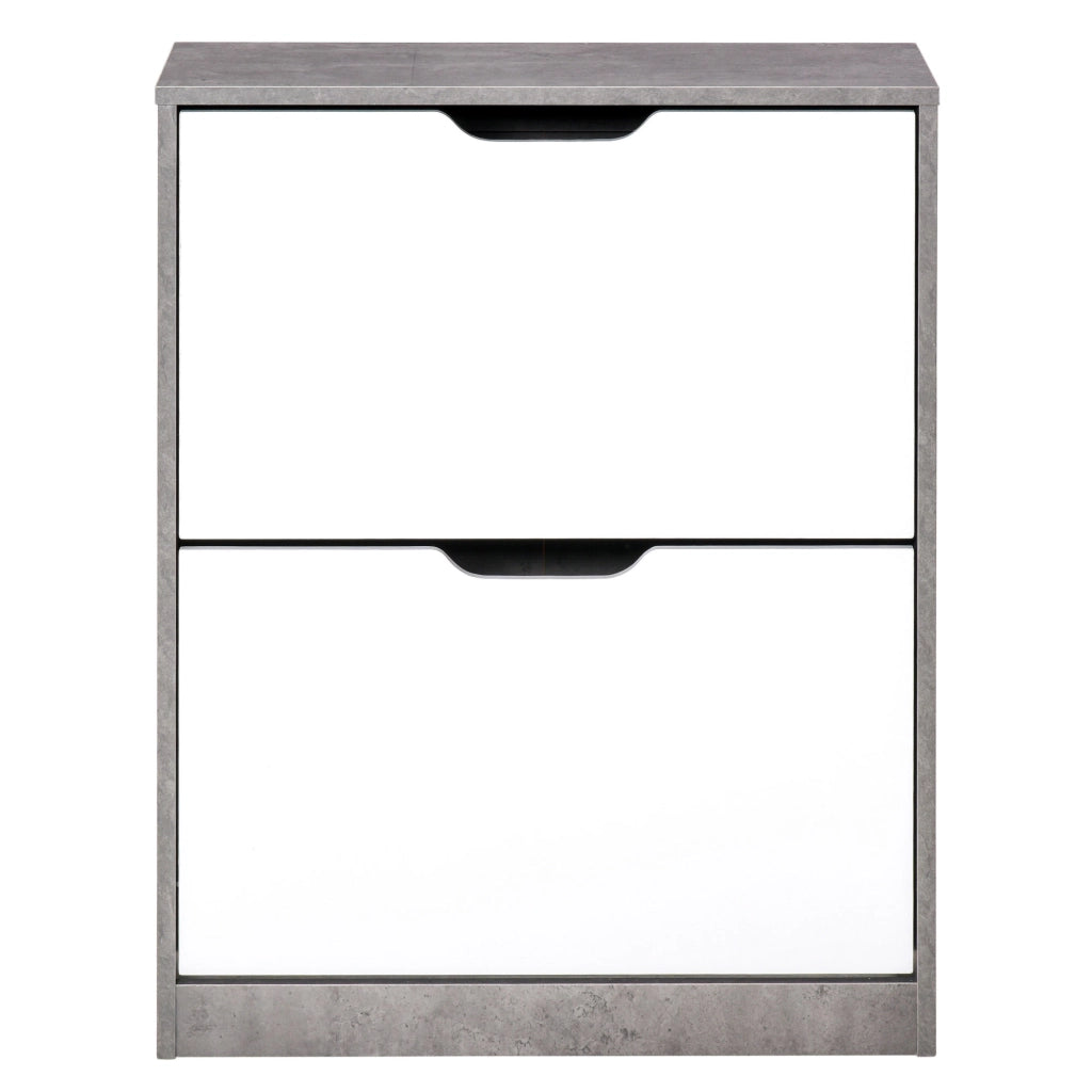 Scarpiera Moderna con 2 Cassetti e Ripiani Regolabili per 8 Paia di Scarpe ¨C Zephmum ¨C Grigio 62.5x26x81 cm