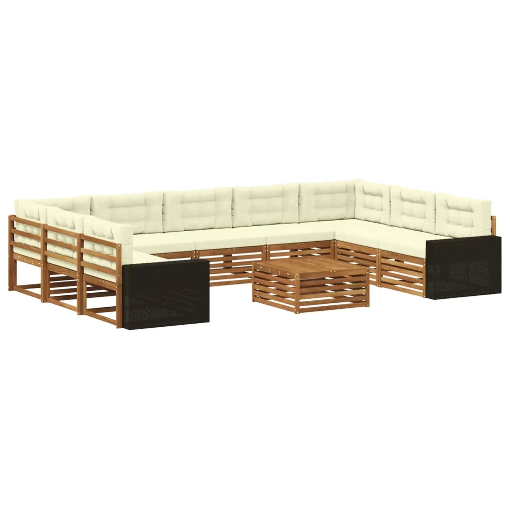 Set di divani da esterno 10 pz Naturale e Crema 3383873