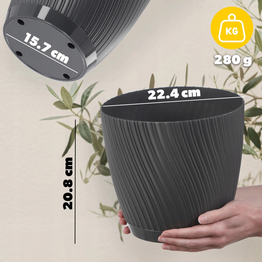 Vaso da fiori KADAX con supporto, coperchio, ciotola rotonda, 23 cm, grigio