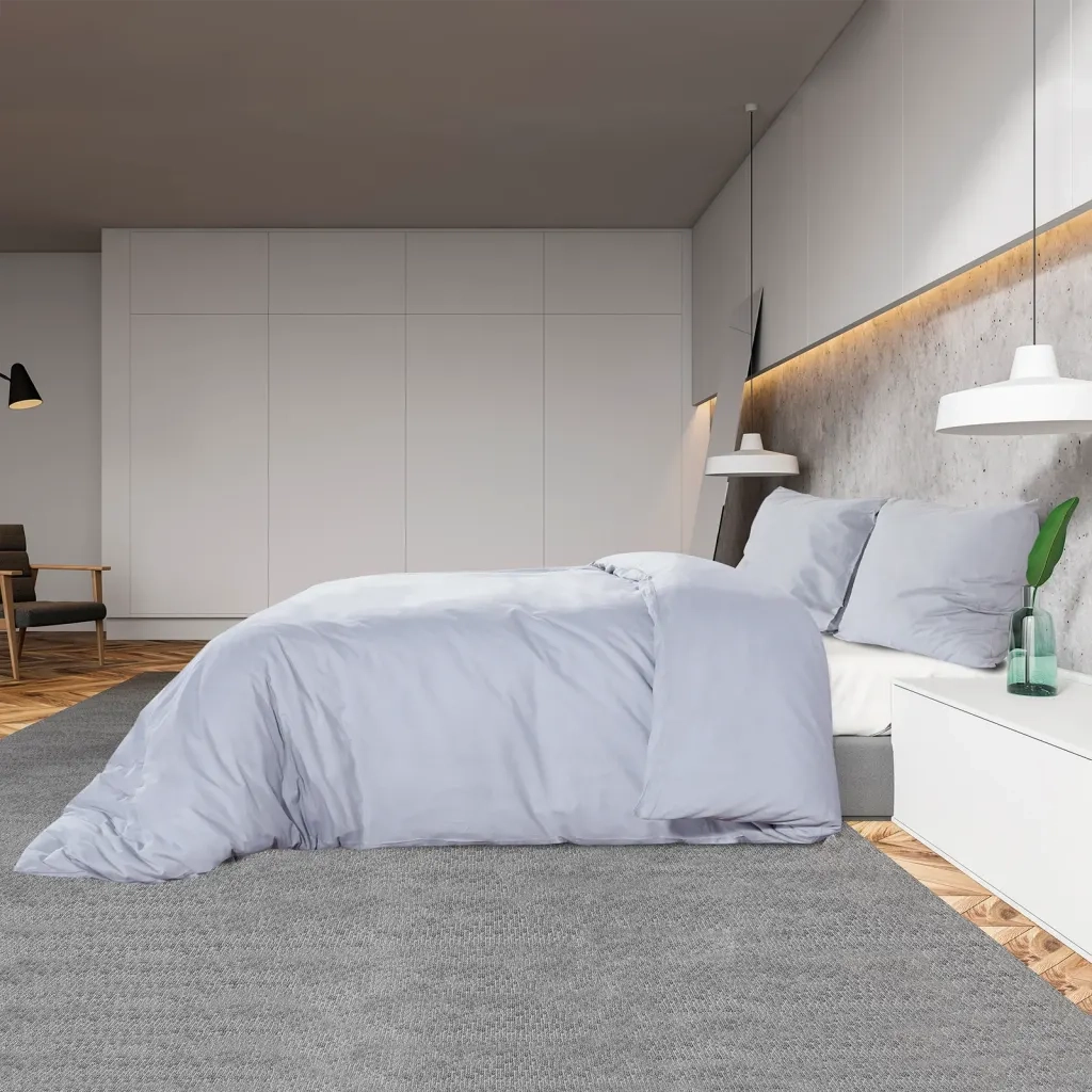 Set Copripiumino Grigio 200x200 cm in Microfibra Leggera 135951