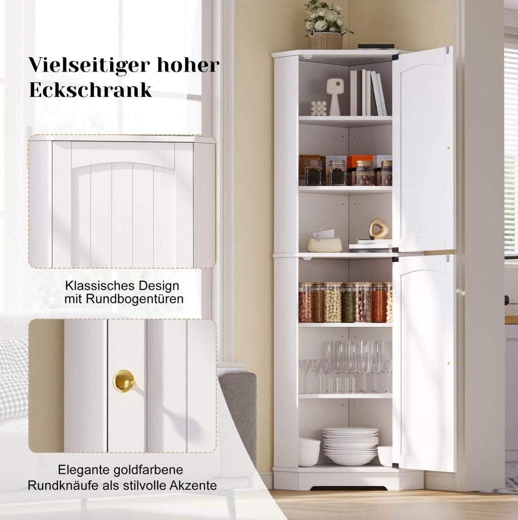 Mobile angolare alto in MDF bianco 42x42x166 cm