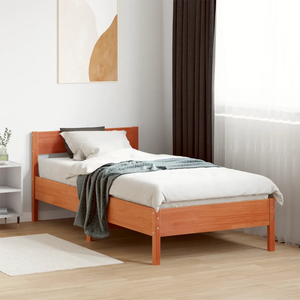 Letto senza Materasso Marrone Cera 100x200 cm in Legno di Pino