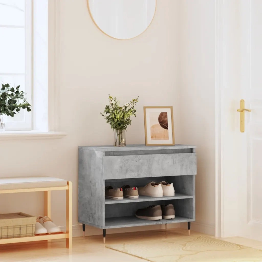 Scarpiera-Scaffale per scarpe Grigio Cemento 70x36x60 cm in Legno Multistrato 169143