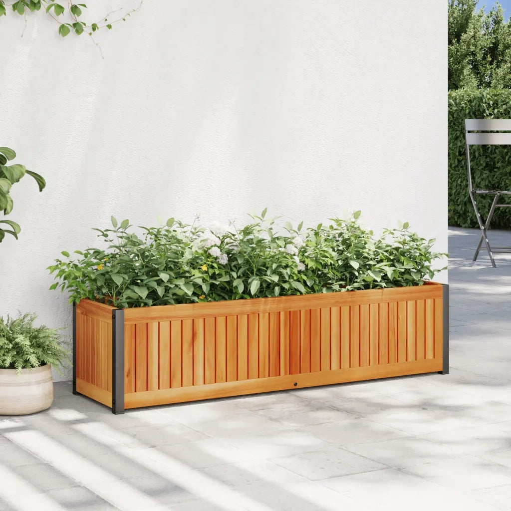 Fioriera da Giardino-Vaso da Esterno 110x30x27,5 cm in Legno Massello di Acacia