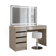 Vicco Tavolino da toilette Grigio 55 cm con specchio LED e sgabello