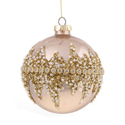 Sfere di Natale Diamond con Decorazioni Oro e Perline Bianche 10 cm 4 Pz