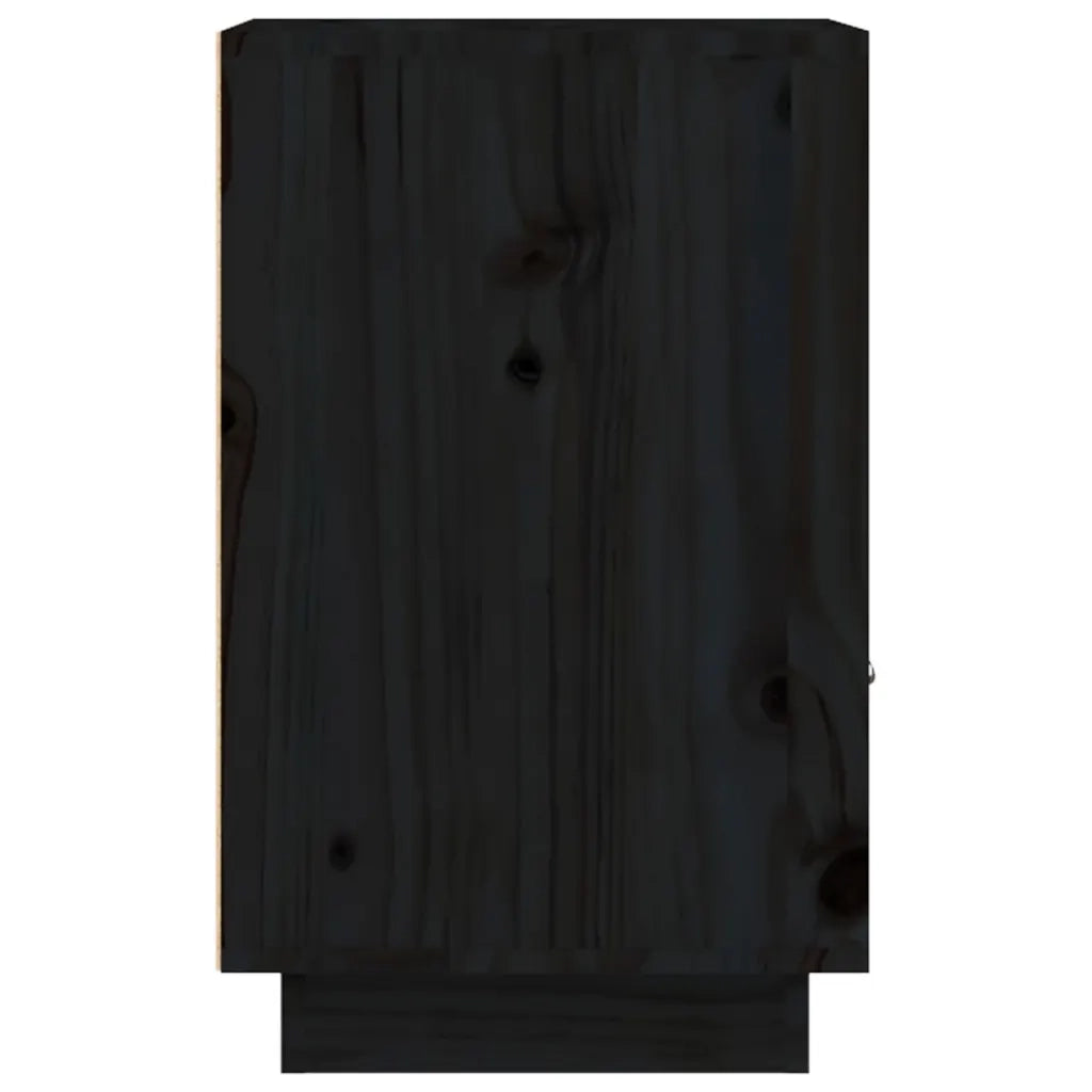 Set di 2 Comodini | Armadio da Notte | Mobiletto da notte Neri 40x34x55 cm in Legno Massello di Pino