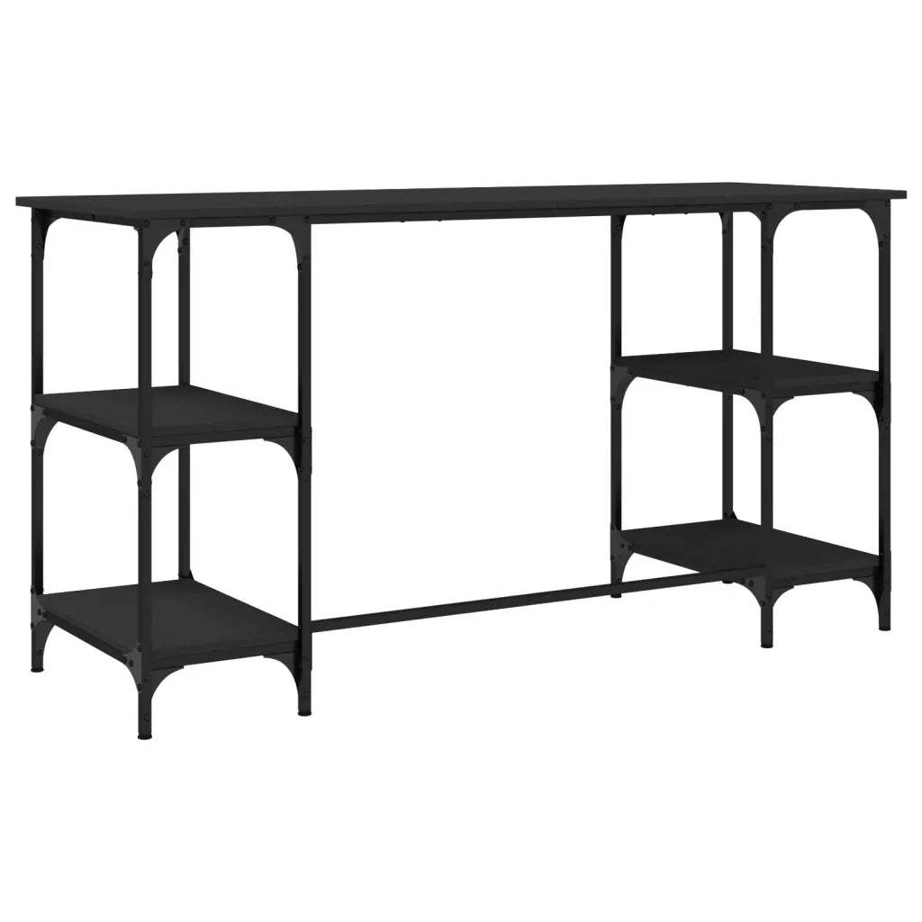 vidaXL Scrivania Nera 140x50x75 cm in Metallo e Legno Multistrato