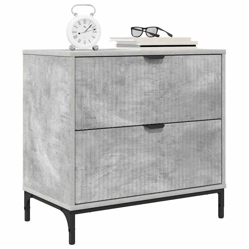Comodino | Armadio da Notte | Mobiletto da notte Grigio cemento 63.5 x 36 x 61 cm Legno multistrato