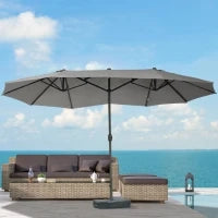 Ombrellone da Giardino XXL 4,6L x 2,7l x 2,4H cm con Base a Croce, Apertura e Chiusura con Manovella, Acciaio e Poliestere ad Alta Densità, Grigio