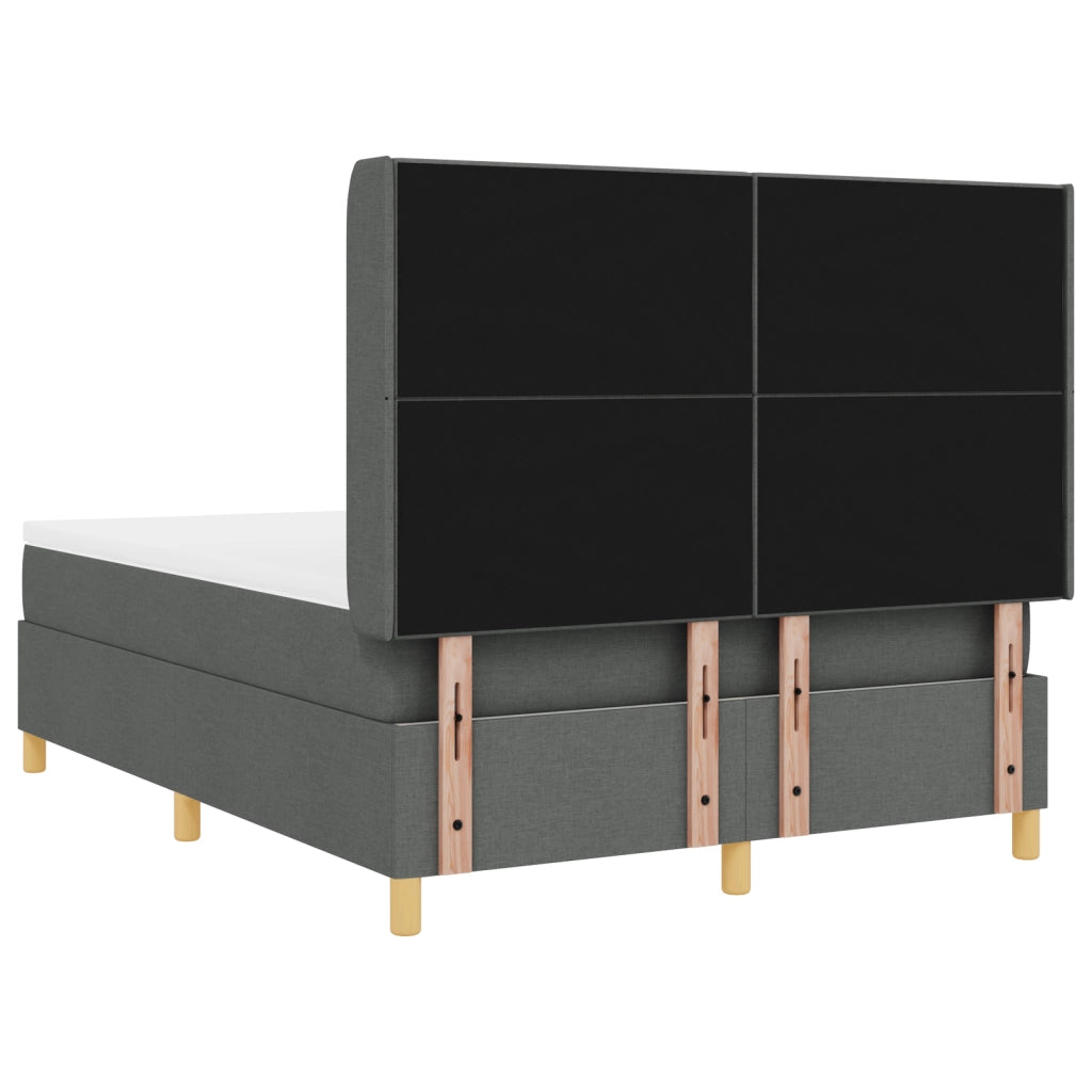 Letto Box Spring con Materasso e LED Grigio Scuro 140x200 cm Tessuto